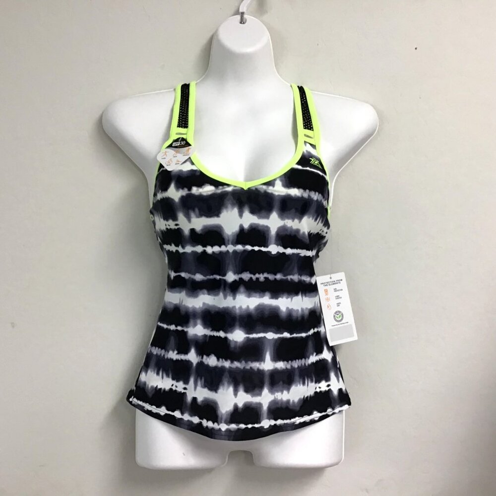 NWT ZeroXposur Women's Tie Dye Print UPF 30+ Padded Tankini Swim Top XS